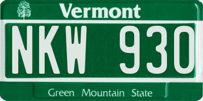 VT license plate NKW930