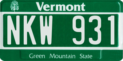 VT license plate NKW931