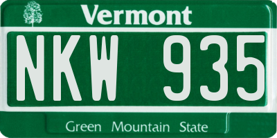VT license plate NKW935