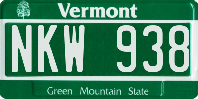 VT license plate NKW938