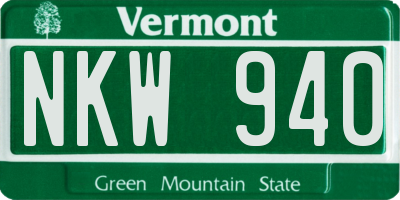 VT license plate NKW940