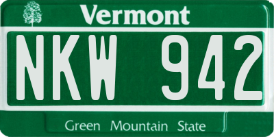 VT license plate NKW942
