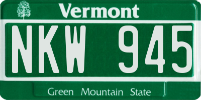 VT license plate NKW945