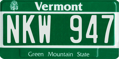 VT license plate NKW947