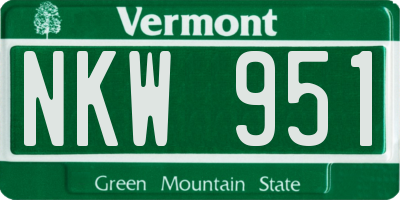 VT license plate NKW951