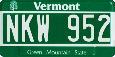 VT license plate NKW952