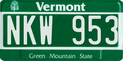 VT license plate NKW953