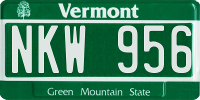 VT license plate NKW956
