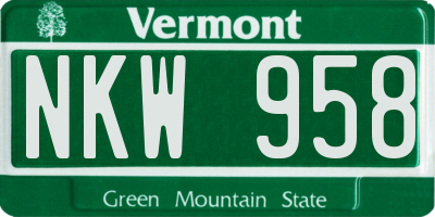 VT license plate NKW958