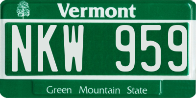 VT license plate NKW959