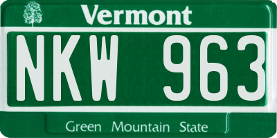 VT license plate NKW963