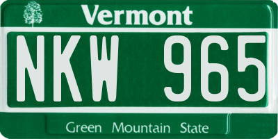 VT license plate NKW965