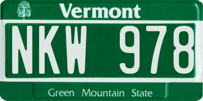 VT license plate NKW978