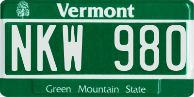 VT license plate NKW980