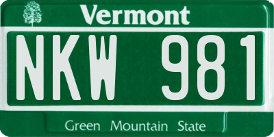 VT license plate NKW981