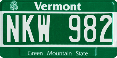 VT license plate NKW982