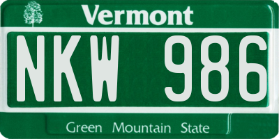 VT license plate NKW986