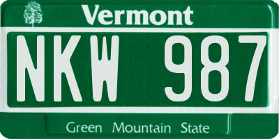 VT license plate NKW987