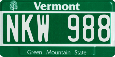 VT license plate NKW988