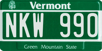VT license plate NKW990