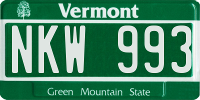 VT license plate NKW993