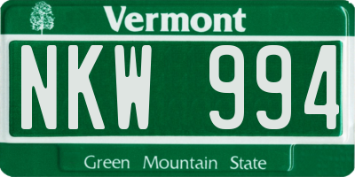 VT license plate NKW994