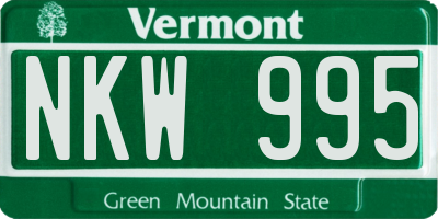 VT license plate NKW995
