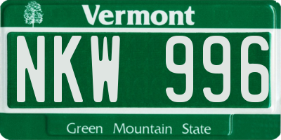 VT license plate NKW996