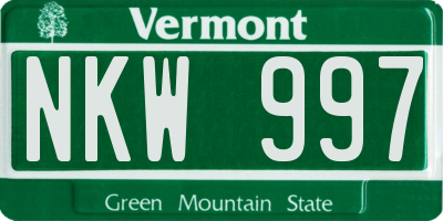 VT license plate NKW997