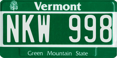 VT license plate NKW998