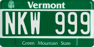 VT license plate NKW999