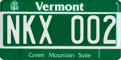 VT license plate NKX002