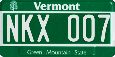 VT license plate NKX007