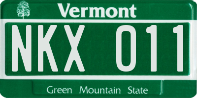 VT license plate NKX011