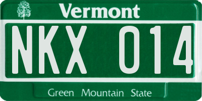VT license plate NKX014