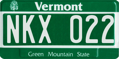 VT license plate NKX022