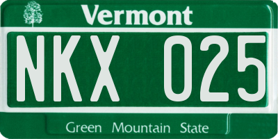VT license plate NKX025
