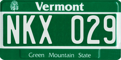 VT license plate NKX029