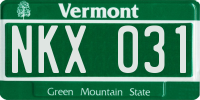 VT license plate NKX031