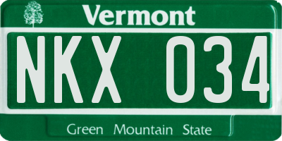 VT license plate NKX034