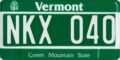 VT license plate NKX040