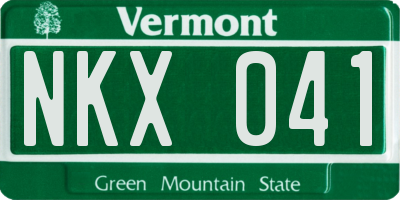 VT license plate NKX041