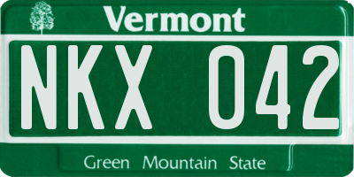 VT license plate NKX042
