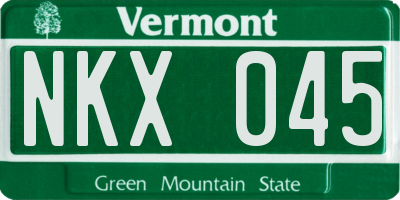 VT license plate NKX045