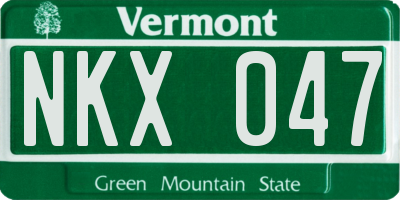 VT license plate NKX047