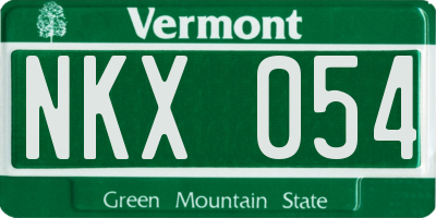 VT license plate NKX054