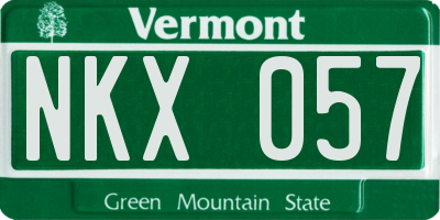 VT license plate NKX057