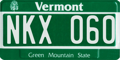 VT license plate NKX060