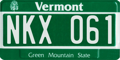 VT license plate NKX061