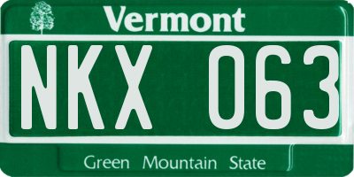 VT license plate NKX063
